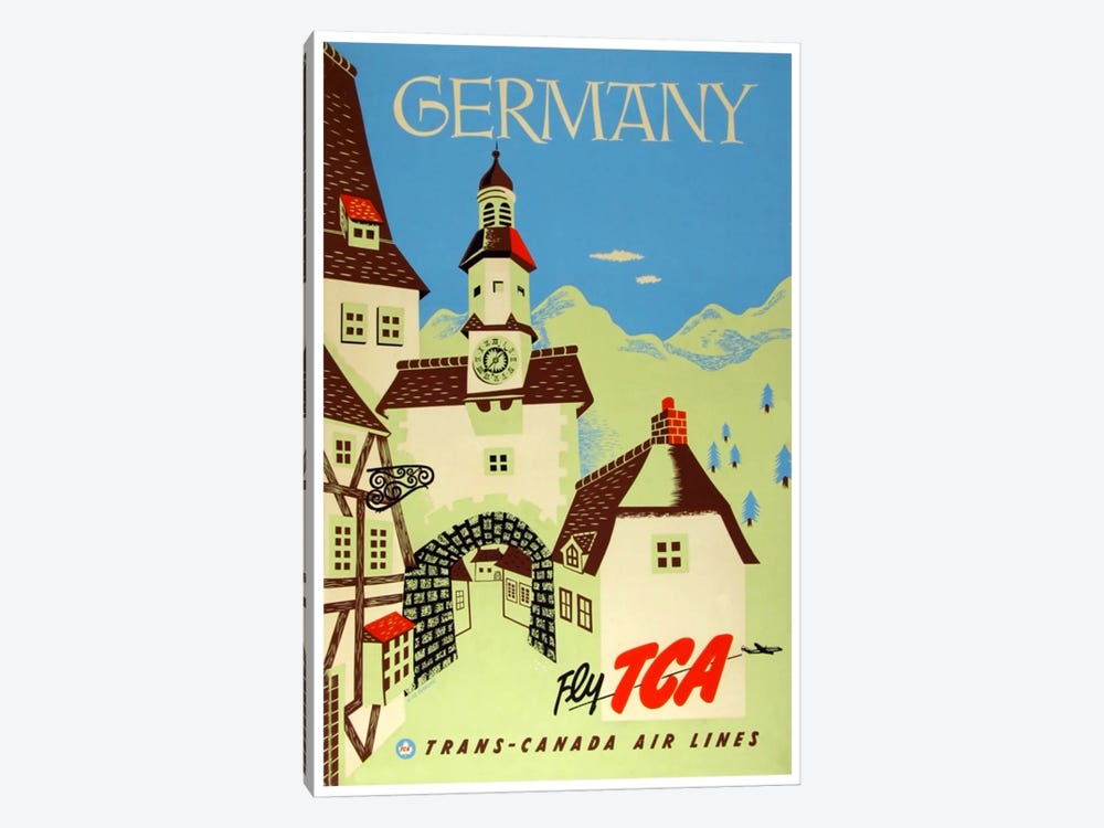 Germany - Fly TCA, Trans-Canada Air Lines by Unknown Artist 1-piece Canvas Art Print
