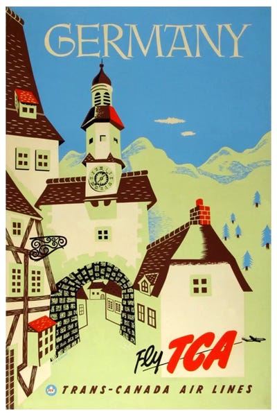 Vintage Travel Posters: Germany - Fly TCA, Trans-Canada Air Lines by Unknown Artist