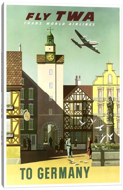 Germany - Fly TWA Canvas Art Print - Vintage Travel Posters