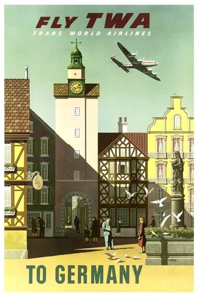 Vintage Travel Posters: Germany - Fly TWA by Unknown Artist