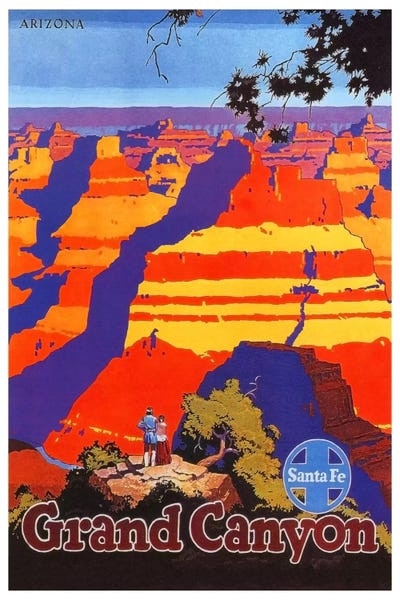 Grand Canyon, Arizona - Santa Fe Railway by Unknown Artist canvas print