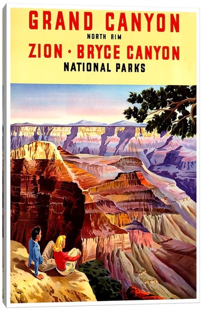 Grand Canyon, Zion, And Bryce Canyon National Parks Canvas Art Print - Bryce Canyon National Park Art