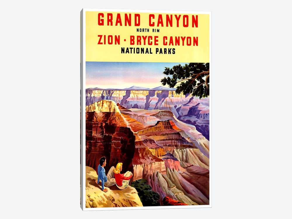 Grand Canyon, Zion, And Bryce Canyon National Parks by Unknown Artist 1-piece Canvas Print