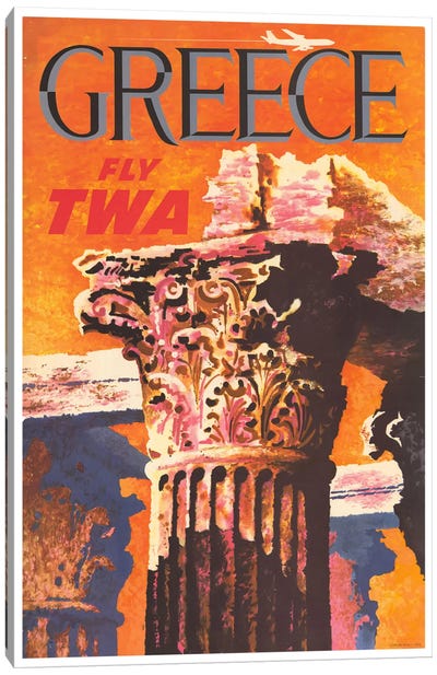 Greece - Fly TWA I Canvas Art Print - Greece Art