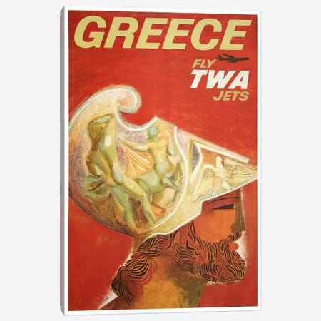 Greece - Fly TWA II Canvas Print #LIV116} by Unknown Artist Canvas Art Print
