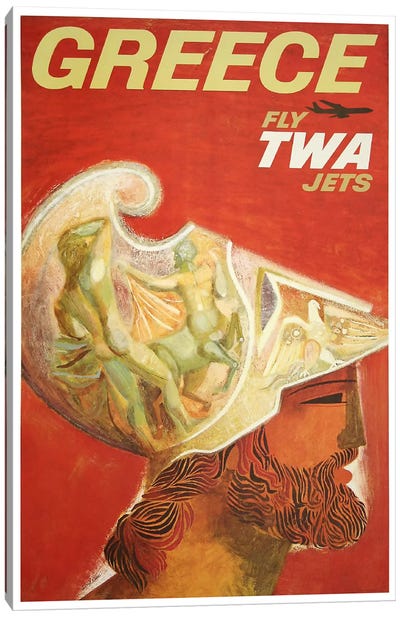 Greece - Fly TWA II Canvas Art Print - Vintage Travel Posters