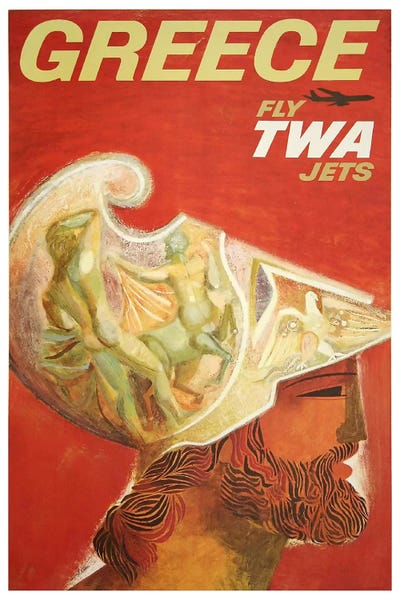 Vintage Travel Posters: Greece - Fly TWA II by Unknown Artist