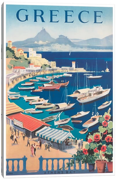 Greece: Athens Bay Canvas Art Print - Greece Art