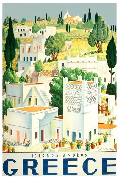 Vintage Travel Posters: Greece: Island Of Andros by Unknown Artist