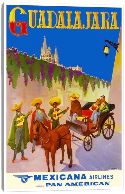 Guadalajara - Mexicana Airlines Canvas Art Print - Vintage Travel Posters