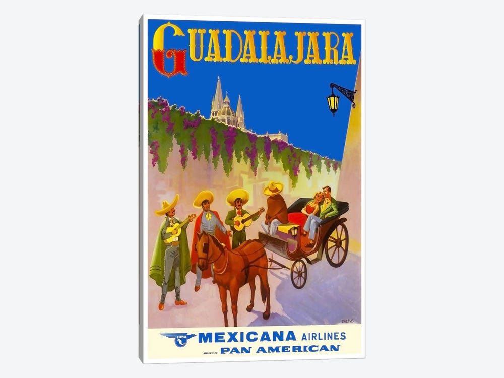 Guadalajara - Mexicana Airlines by Unknown Artist 1-piece Canvas Wall Art