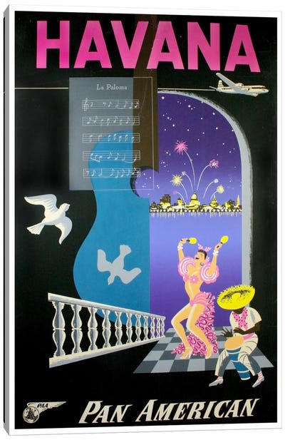 Havana - Pan American Canvas Art Print - Vintage Travel Posters
