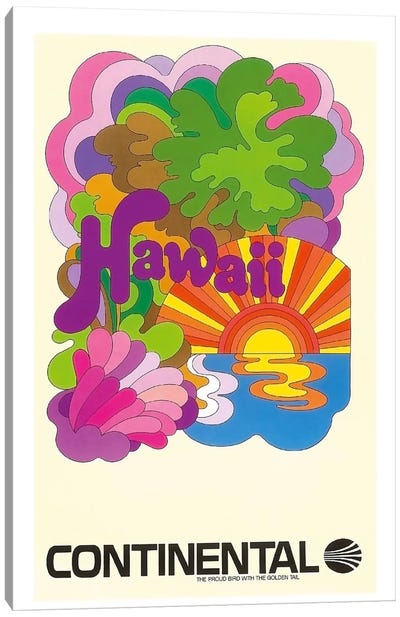 Hawaii - Continental Airlines I Canvas Art Print - Vintage Travel Posters