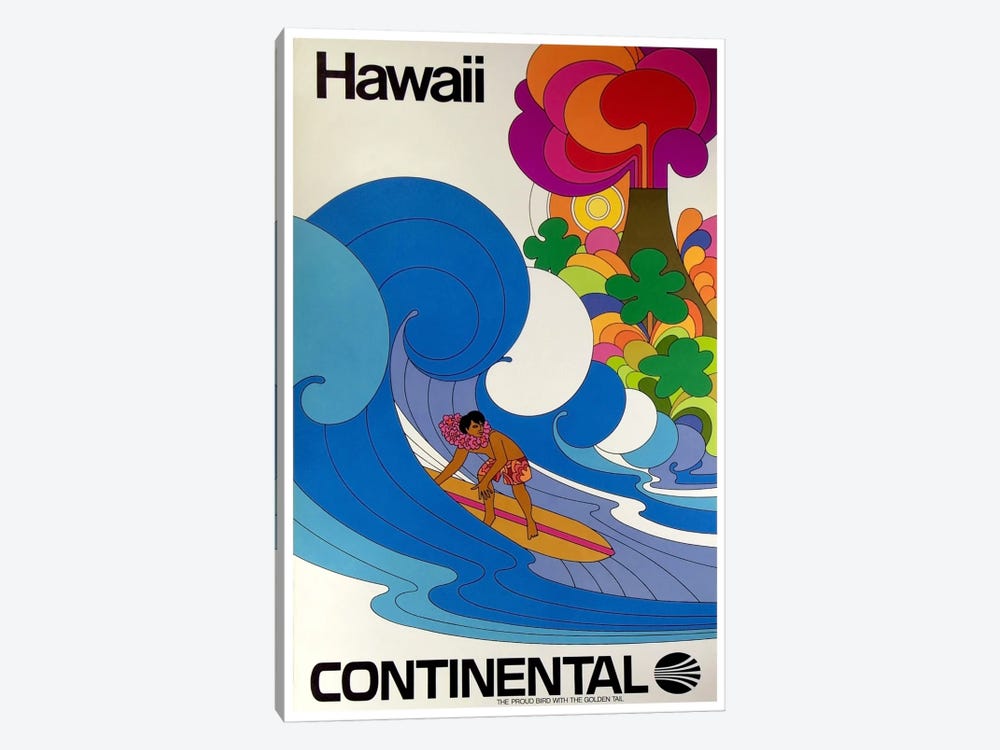 Hawaii - Continental Airlines II 1-piece Canvas Art