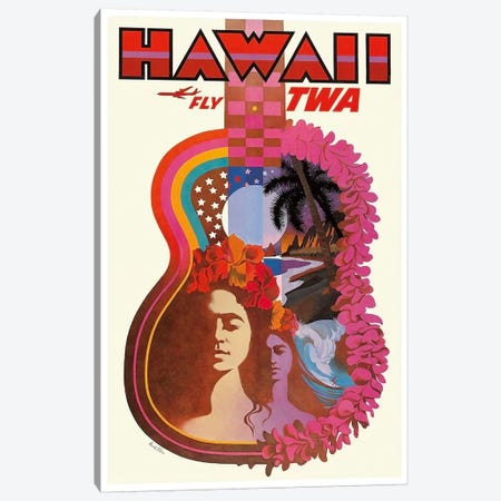 Hawaii - Fly TWA Canvas Print #LIV125} by Unknown Artist Canvas Wall Art