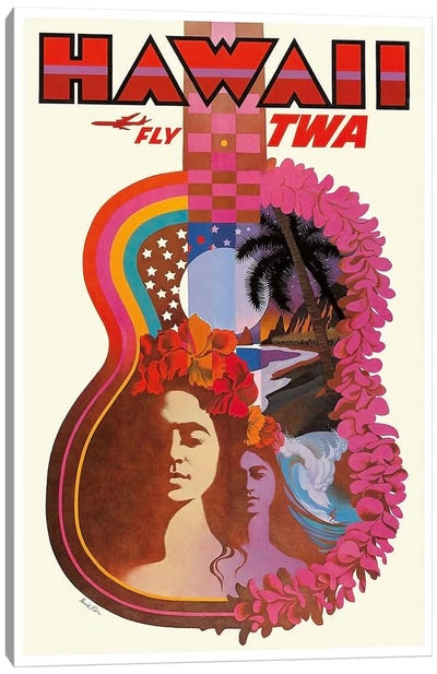 Hawaii - Fly TWA Canvas Art Print - Vintage Travel Posters