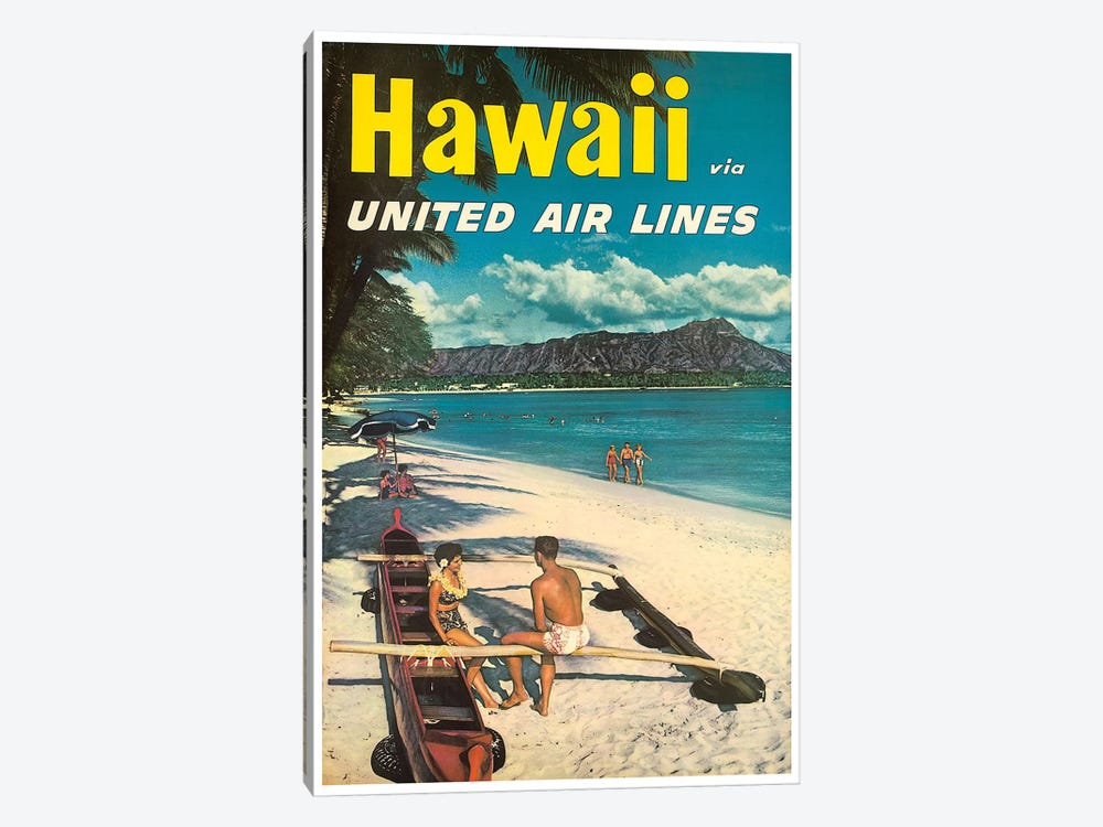 Hawaii - United Airlines by Unknown Artist 1-piece Canvas Print