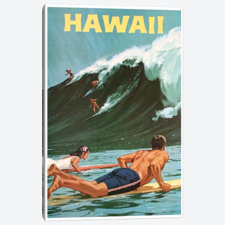 Hawaii: Surfing Canvas Print #LIV129} by Unknown Artist Canvas Art Print
