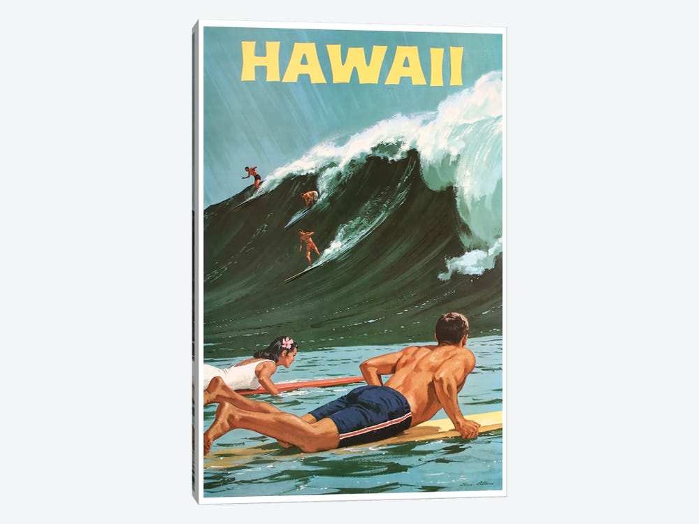 Hawaii: Surfing by Unknown Artist 1-piece Art Print