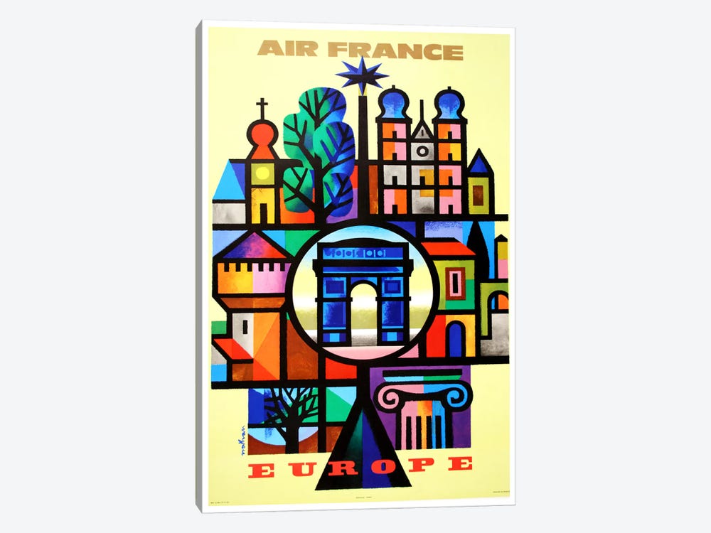 Air France Europe by Unknown Artist 1-piece Canvas Art Print