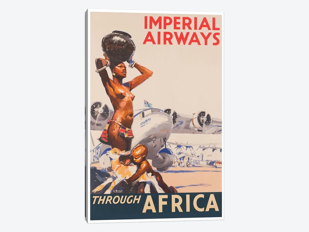 Imperial Airways Through Africa by Unknown Artist 1-piece Canvas Art Print