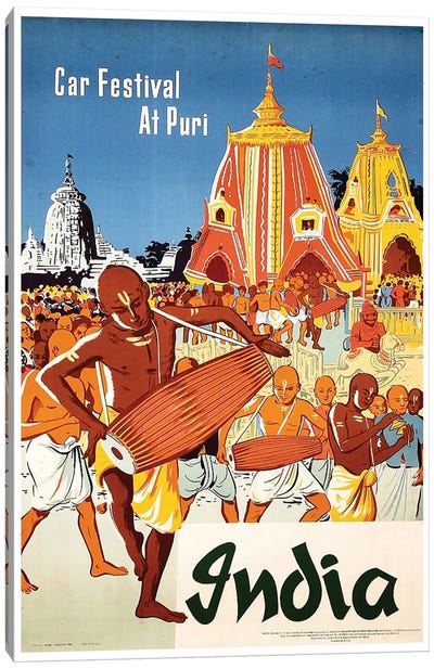 India: Car Festival At Puri Canvas Art Print - Vintage Travel Posters