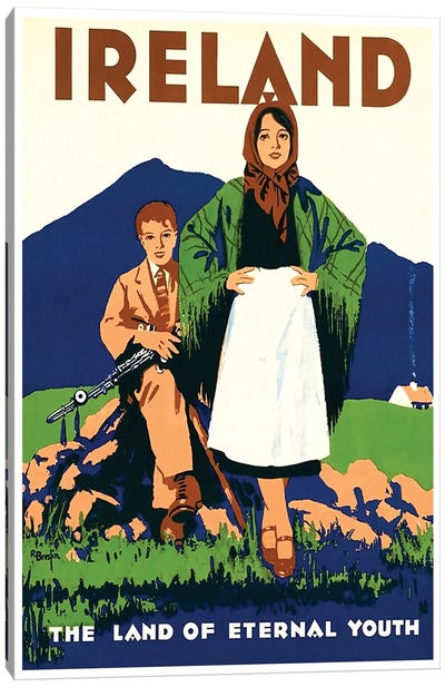 Ireland: The Land Of Eternal Youth Canvas Art Print - Vintage Travel Posters