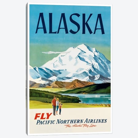 Alaska - Fly Pacific Northern Airlines, The Alaska Flag Line Canvas Print #LIV14} by Unknown Artist Canvas Artwork