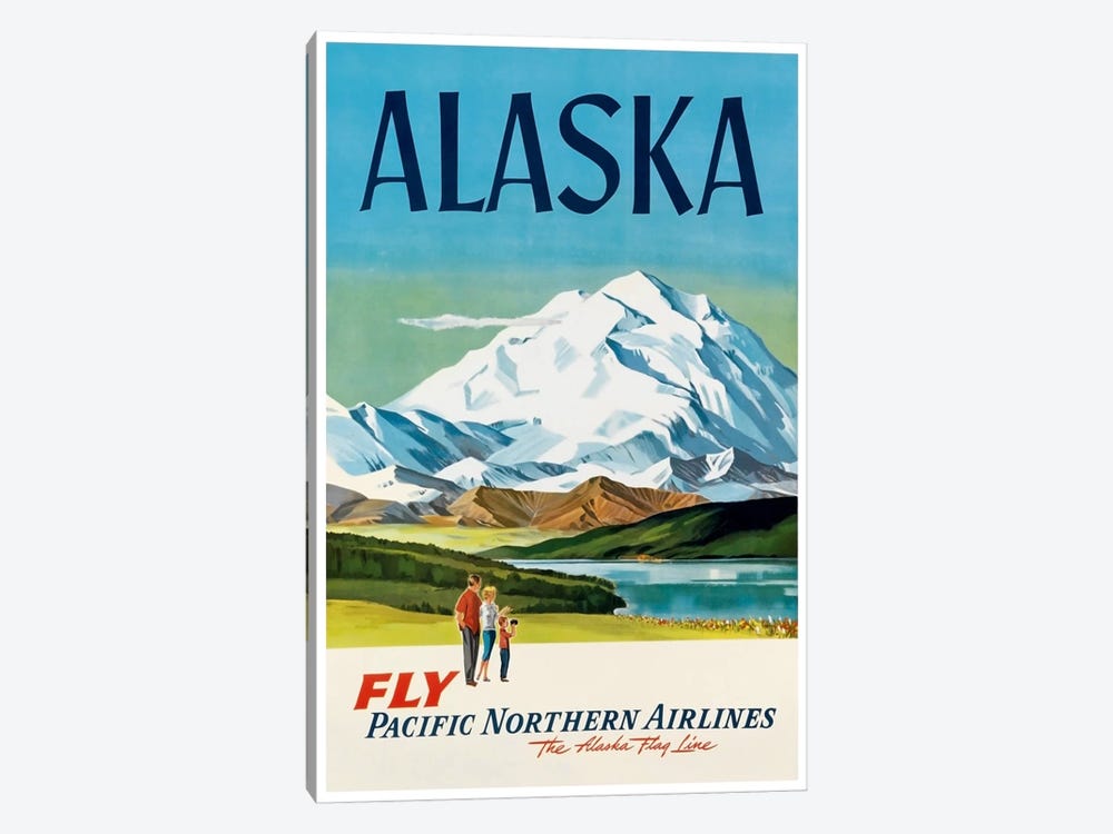 Alaska - Fly Pacific Northern Airlines, The Alaska Flag Line by Unknown Artist 1-piece Canvas Print