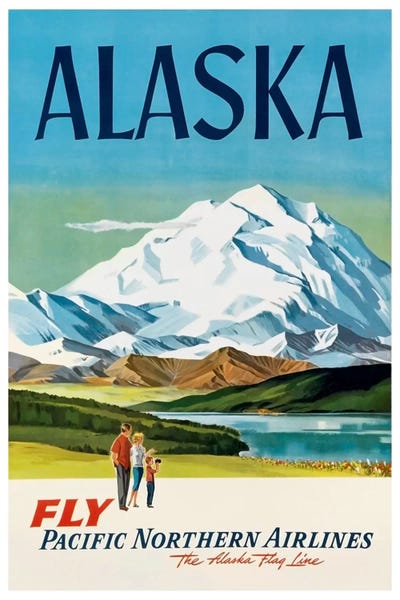 Alaska: Alaska - Fly Pacific Northern Airlines, The Alaska Flag Line by Unknown Artist