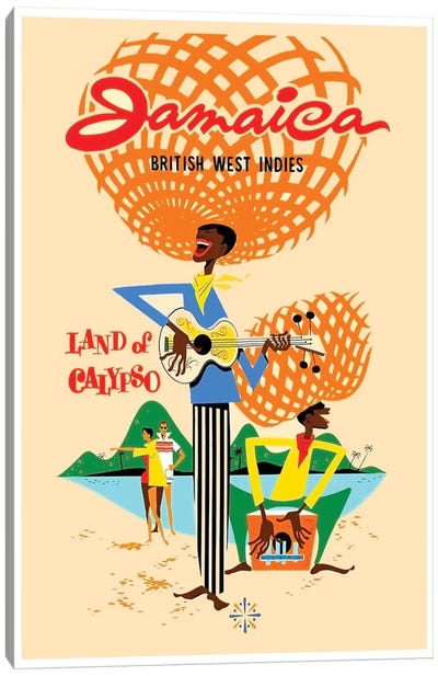 Jamaica British West Indies: Land Of Calypso Canvas Art Print - Vintage Travel Posters