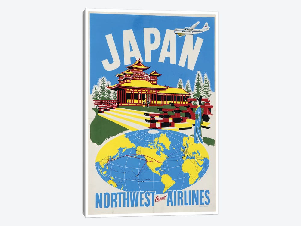 Japan - Northwest Orient Airlines by Unknown Artist 1-piece Canvas Art
