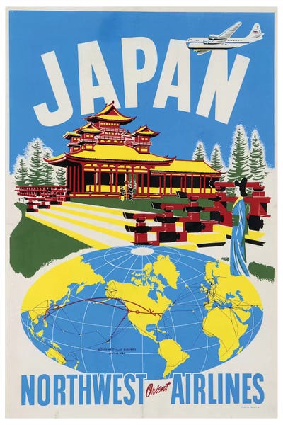 Vintage Travel Posters: Japan - Northwest Orient Airlines by Unknown Artist