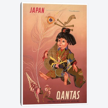 Japan - Qantas, Australia's Overseas Airline Canvas Print #LIV162} by Unknown Artist Art Print