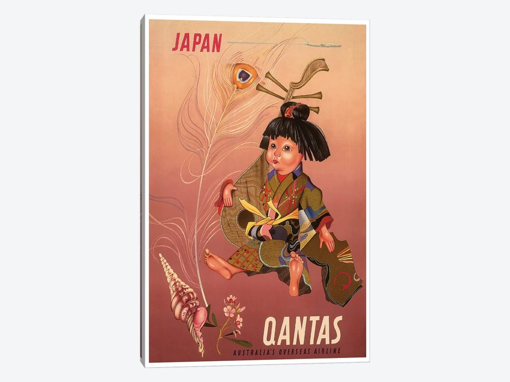 Japan - Qantas, Australia's Overseas Airline by Unknown Artist 1-piece Canvas Artwork