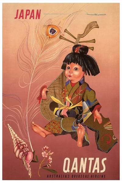 Vintage Travel Posters: Japan - Qantas, Australia's Overseas Airline by Unknown Artist