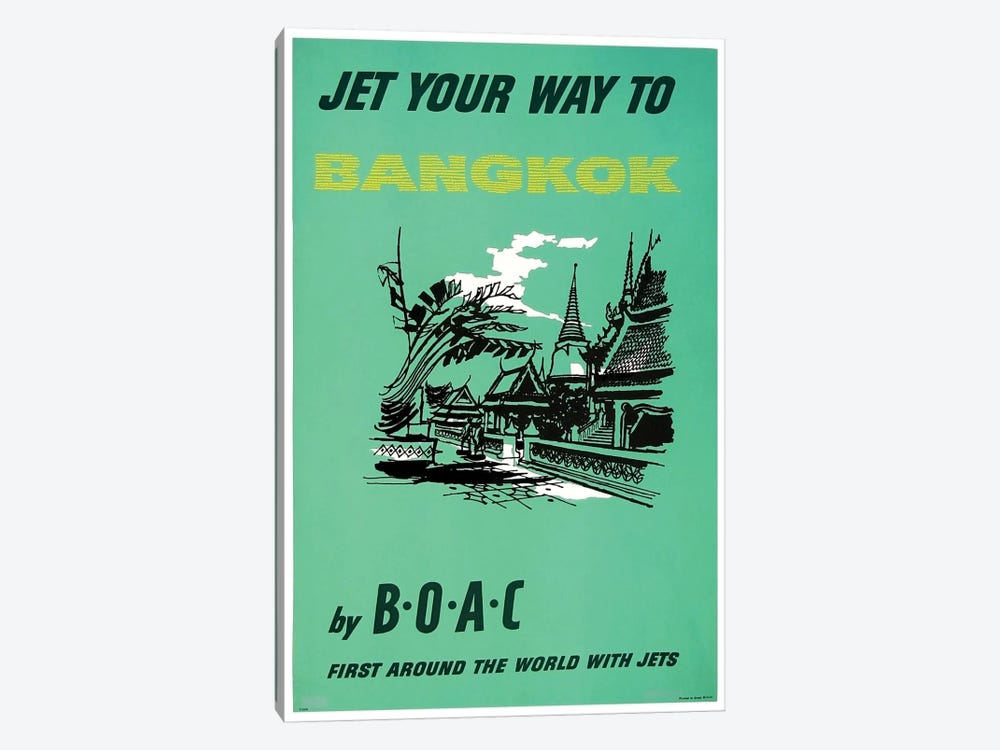 Jet Your Way To Bangkok By BOAC by Unknown Artist 1-piece Canvas Wall Art