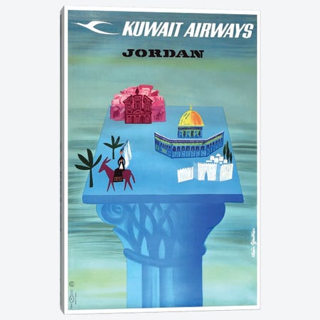 Jordan - Kuwait Airways Canvas Print #LIV169} by Unknown Artist Canvas Print