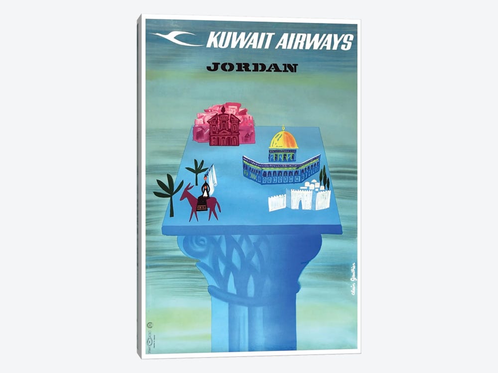 Jordan - Kuwait Airways by Unknown Artist 1-piece Canvas Art Print