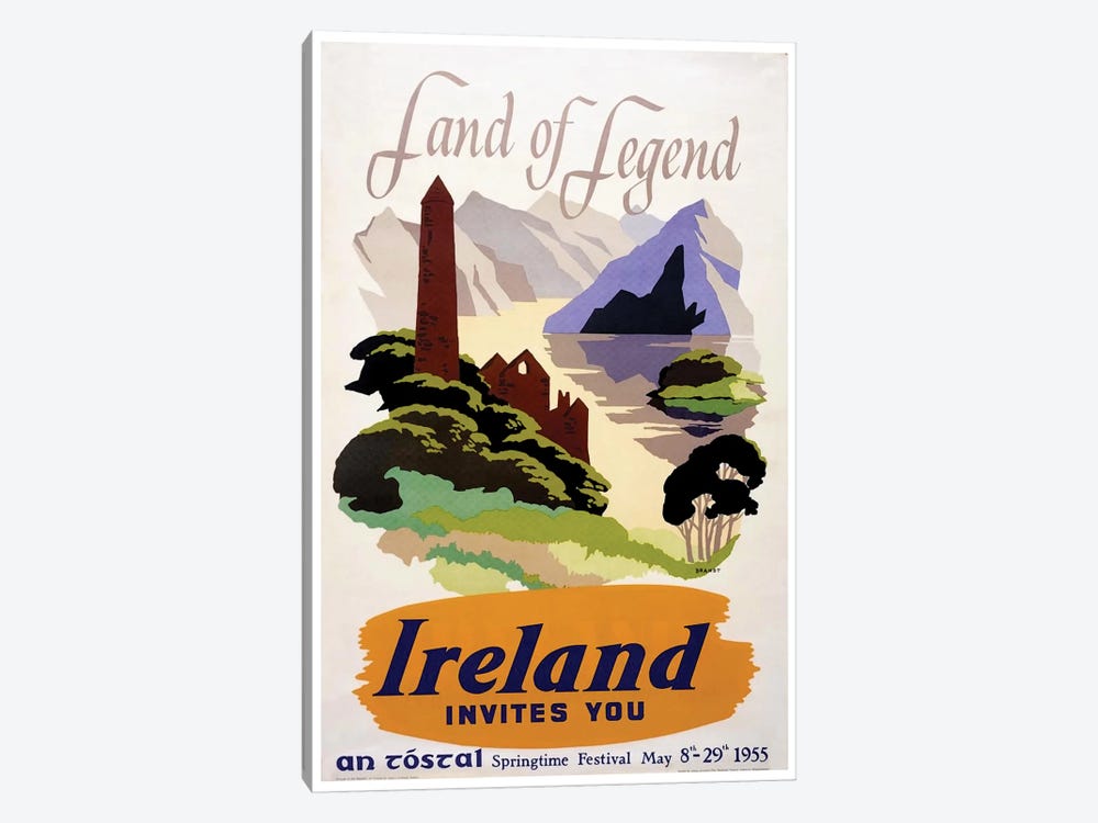 Land Of Legend: Ireland Invites You (Springtime Festival May 1955) by Unknown Artist 1-piece Art Print