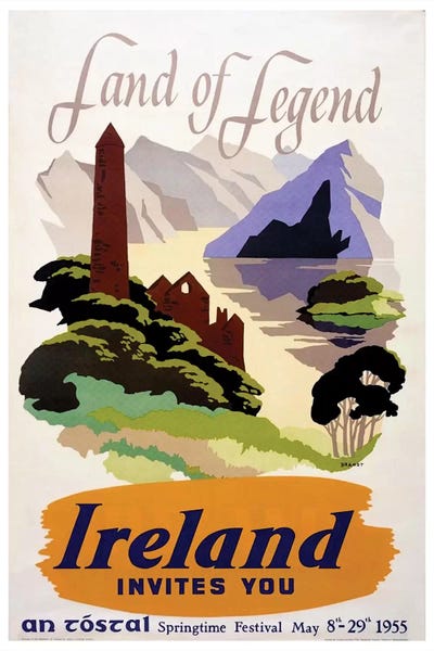 Vintage Travel Posters: Land Of Legend: Ireland Invites You (Springtime Festival May 1955) by Unknown Artist