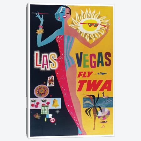 Las Vegas - Fly TWA Canvas Print #LIV179} by Unknown Artist Canvas Artwork
