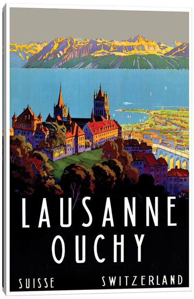 Lausanne-Ouchy, Switzerland III Canvas Art Print - Vintage Travel Posters