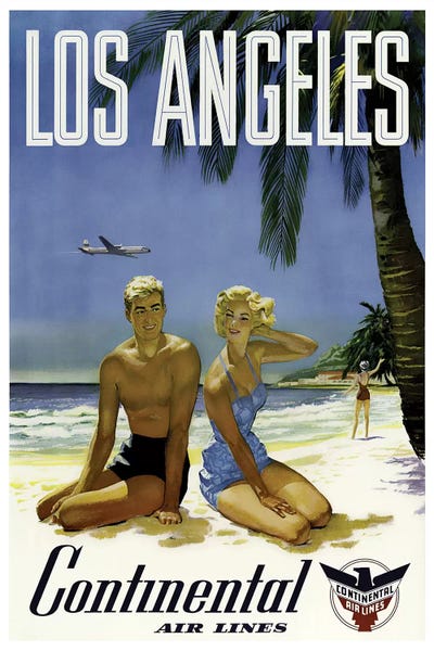 Los Angeles Travel Posters: Los Angeles - Continental Airlines by Unknown Artist