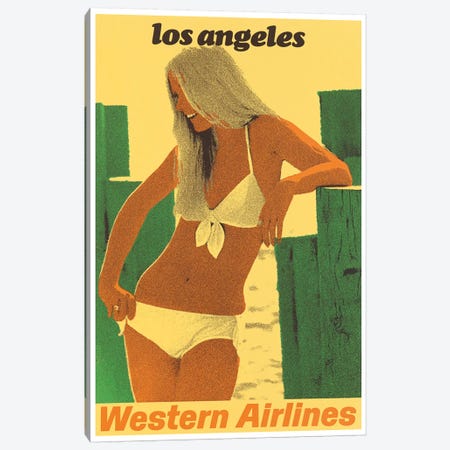 Los Angeles - Western Airlines Canvas Print #LIV192} by Unknown Artist Canvas Art