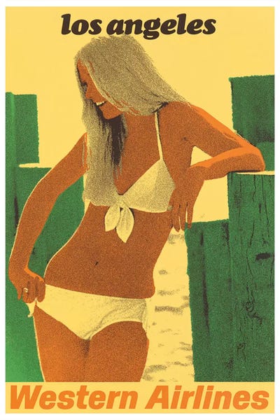 Los Angeles Travel Posters: Los Angeles - Western Airlines by Unknown Artist