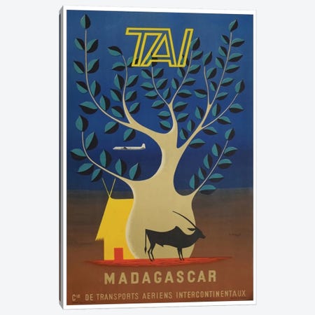 Madagascar - TAI Airlines Canvas Print #LIV193} by Unknown Artist Canvas Wall Art