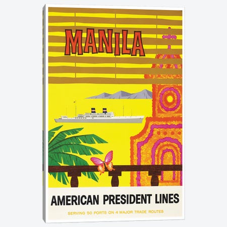 Manila - American President Lines Canvas Print #LIV194} by Unknown Artist Canvas Print