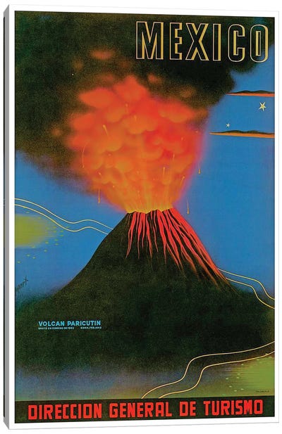 Mexico: Volcan Paricutin Canvas Art Print - Vintage Travel Posters