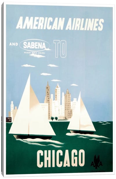American Airlines And Sabena To Chicago Canvas Art Print - Chicago Art